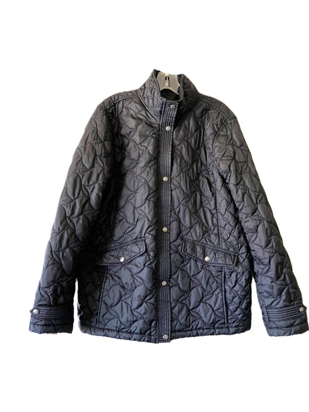 Lands' End Women's XL 18 Black Quilted Lightweight Snap Front Jacket Coat